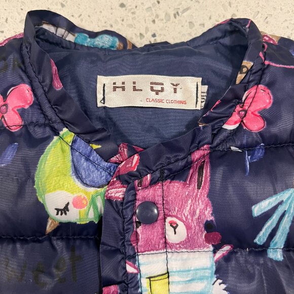 20% off $40+ HLQY Owl Theme Puffer Vest | Ruffles | Snap Buttons | Kids Size 4T - Picture 5 of 6